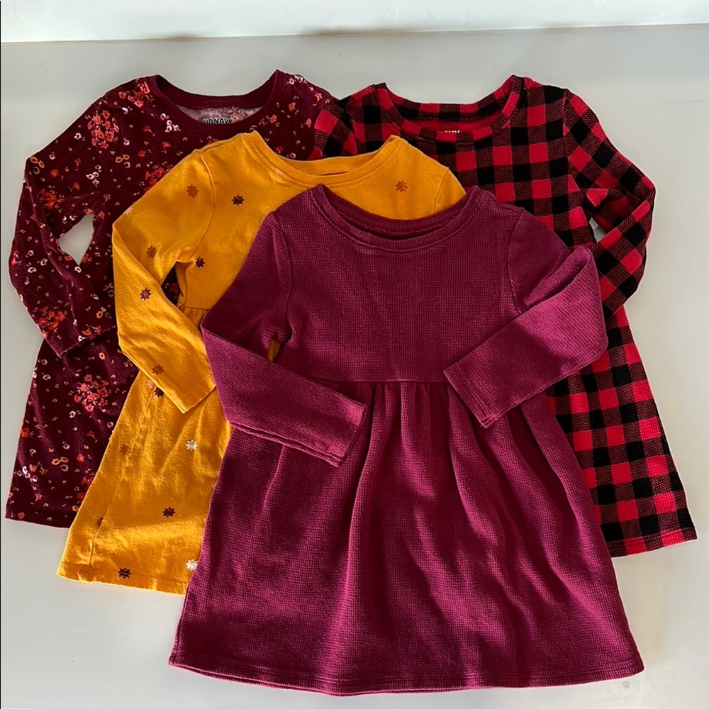 Set of 4 Fall Girls Dresses, 100% Cotton, Size 2T
